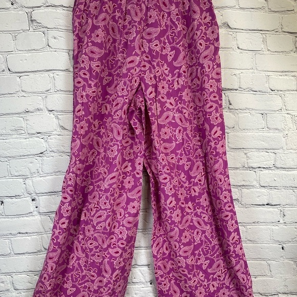 Knox Rose Pink Floral Wide Leg Drawstring Boho Pants size Small/XS NWT - Picture 9 of 11